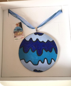 Hand-Painted Mother-of-Pearl Pendant, Signed Italian Art Jewelry