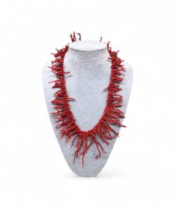 Red coral fringe necklace, sterling silver, handmade in Italy, the necklace of eternal youth