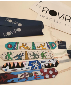 Hand-Painted Denim Collar: People art,Unique Wearable Design created by Neapolitan artist Roberto Mosella