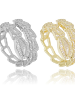 925 Sterling Silver Snake Ring with Zirconia – Adjustable Size